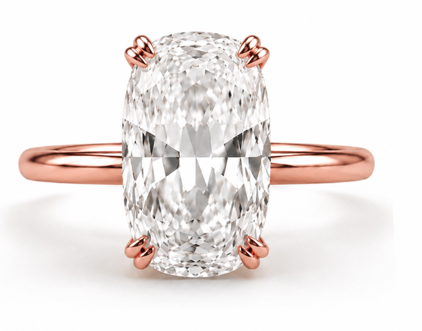 2.50 Carat Lab Elongated Cushion Cut Diamond Set in Solitaire with Double Prongs