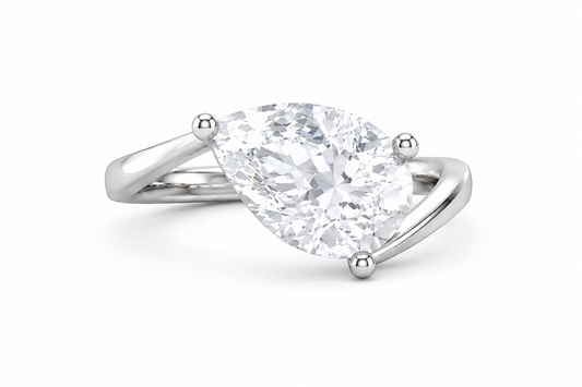 2.50 Carat Lab Grown Pear Shape Diamond Bypass Engagement Ring