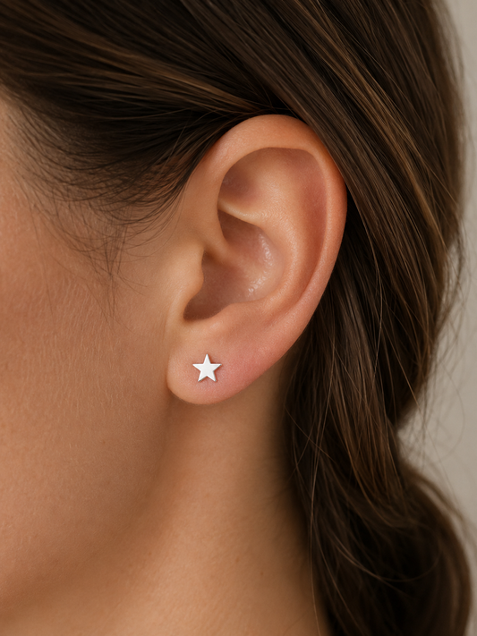Sterling Silver Star Shapes Stud Earrings