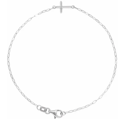 14K Gold Sideways Cross Charm Bracelet