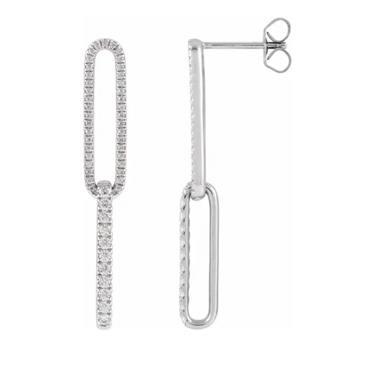 14K Gold Lab Diamond Paperclip Dangle Earrings