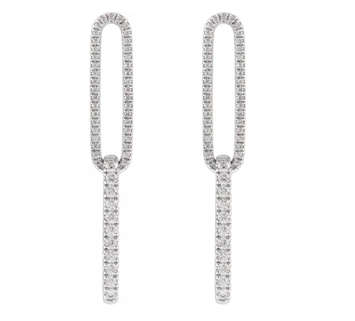 14K Gold Lab Diamond Paperclip Dangle Earrings