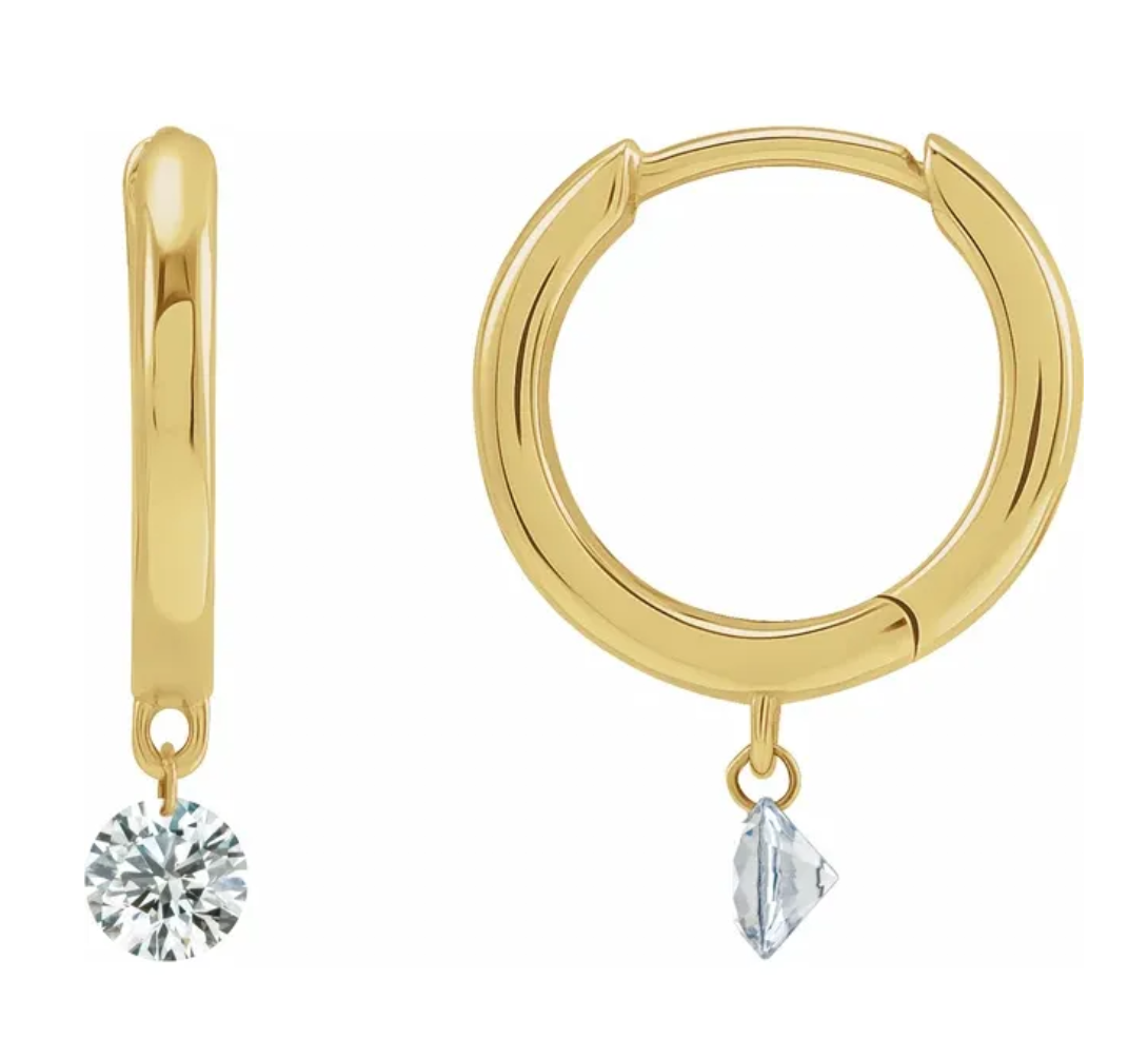 Sterling Siver Lab Diamond Hinged Hoop Earrings