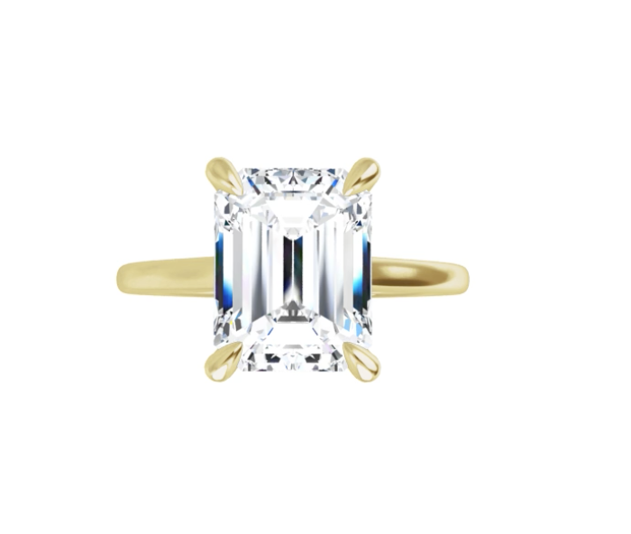 2.50 Carat Emerald Cut Lab Diamond Cathedral Solitaire Engagement Ring
