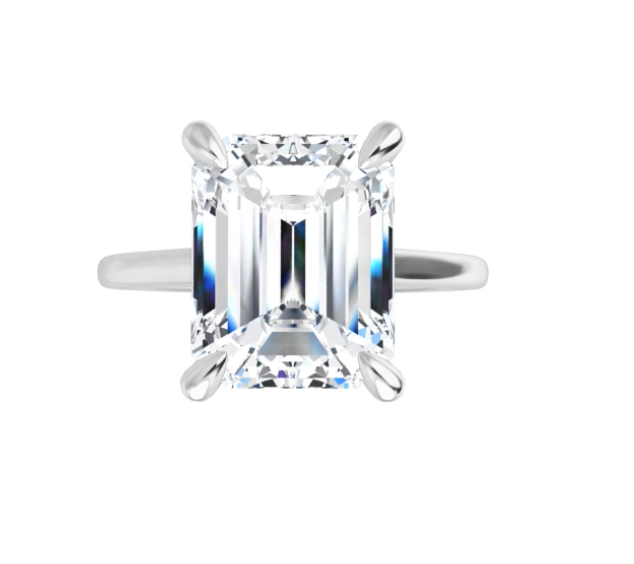 2.50 Carat Emerald Cut Lab Diamond Cathedral Solitaire Engagement Ring