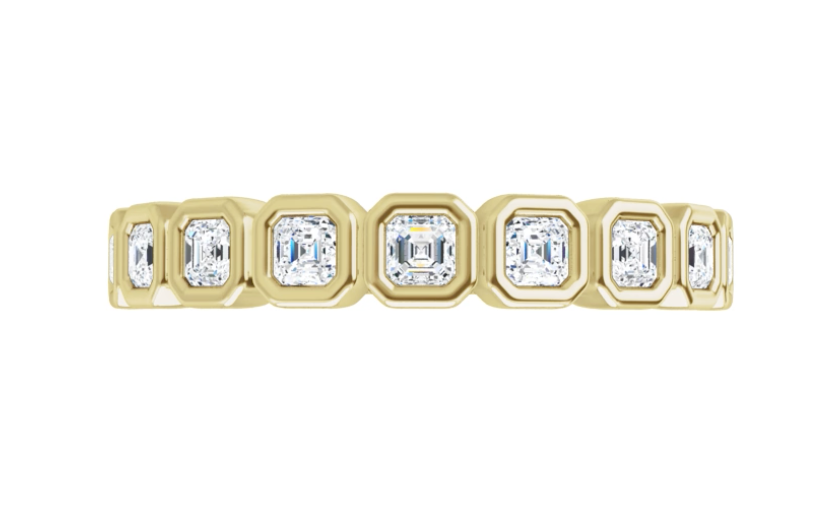 Asscher Cut Lab Diamond Wedding Band Ring 0.45ctw