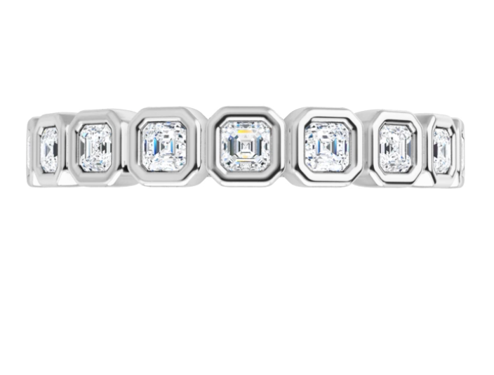 Asscher Cut Lab Diamond Wedding Band Ring 0.45ctw