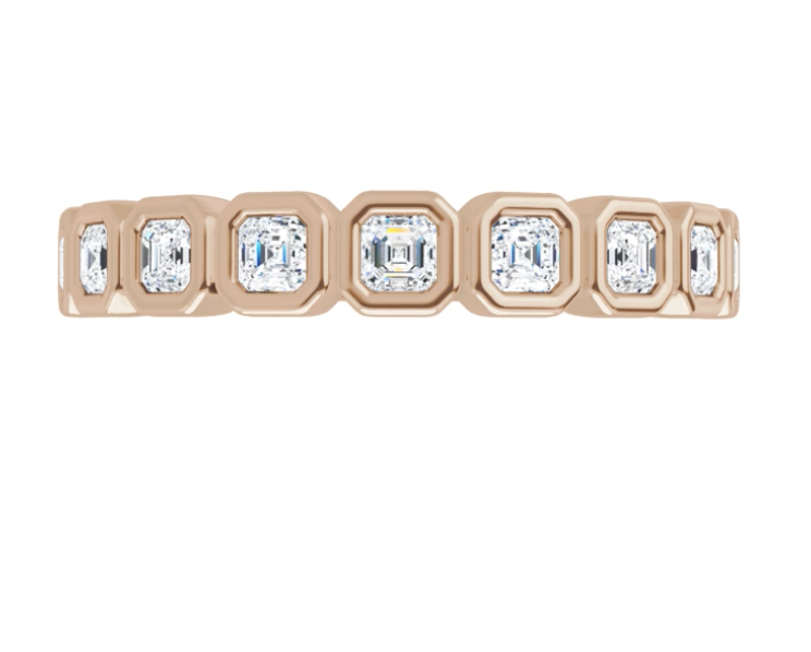 Asscher Cut Lab Diamond Wedding Band Ring 0.45ctw