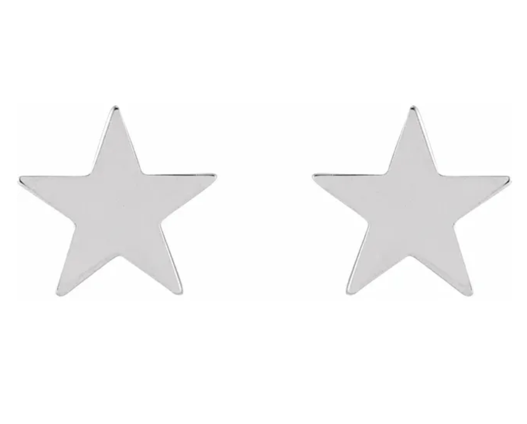 Sterling Silver Star Shapes Stud Earrings
