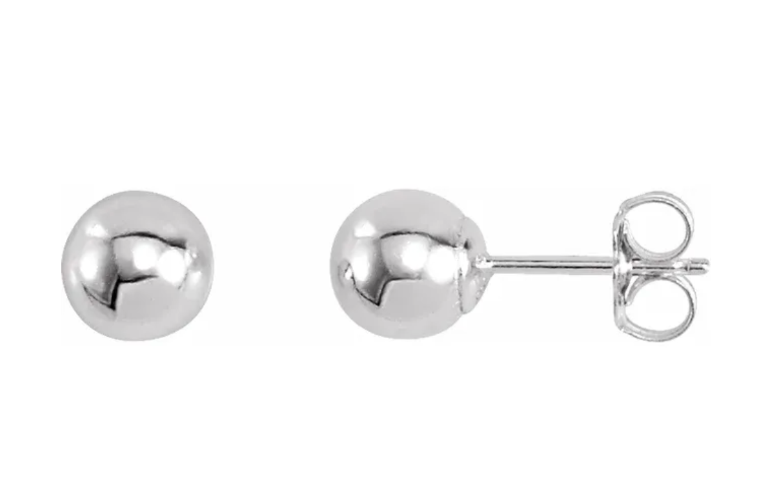Sterling Silver Round 6mm Ball Stud Earrings