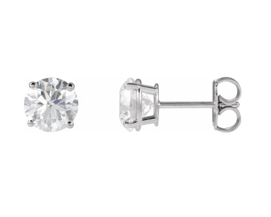 3.00ctw Four Prong Basket Set 14K Gold Round Lab Diamond Earrings