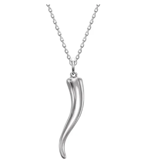 14K Gold Italian Horn Pendant Necklace