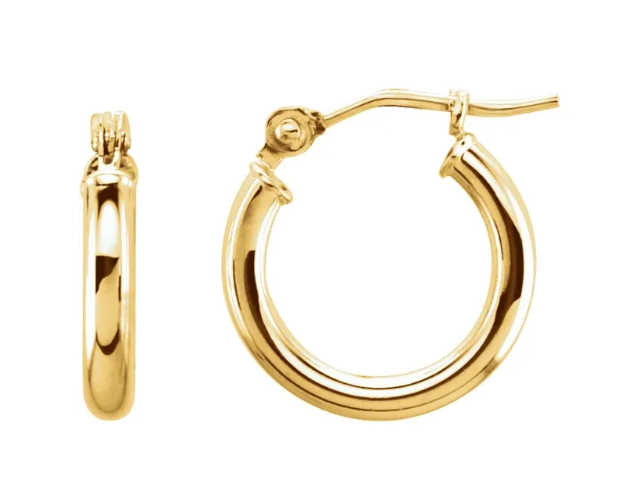 14K Yellow Gold Tube Hoop Earrings