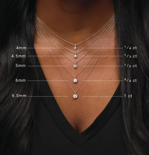 14K Gold Round Lab Diamond Solitaire Pendant Necklace