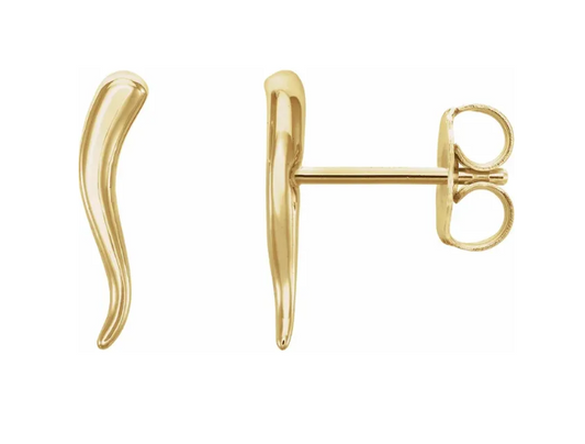 14k Gold Italian Horn Stud Earrings