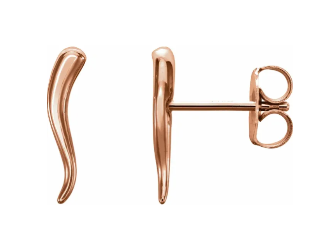 14k Gold Italian Horn Stud Earrings