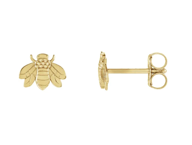 14K Gold Bumblebee Earrings
