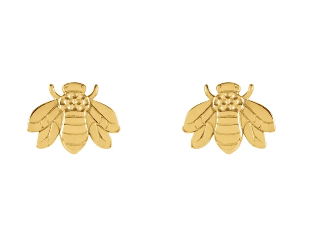 14K Gold Bumblebee Earrings