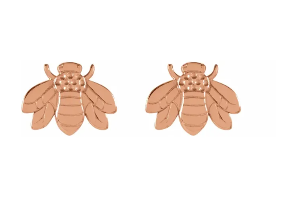 14K Gold Bumblebee Earrings