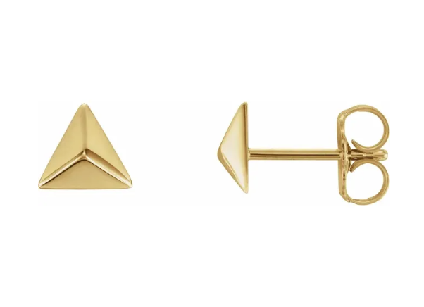 14K Gold Pyramid Stud Earrings
