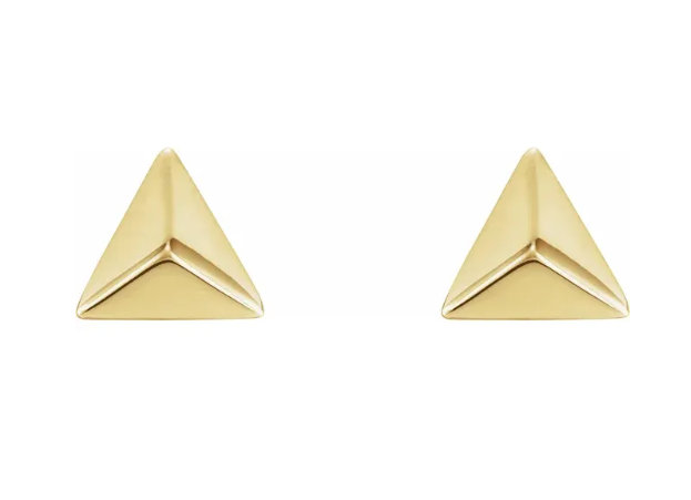 14K Gold Pyramid Stud Earrings