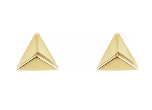 14K Gold Pyramid Stud Earrings