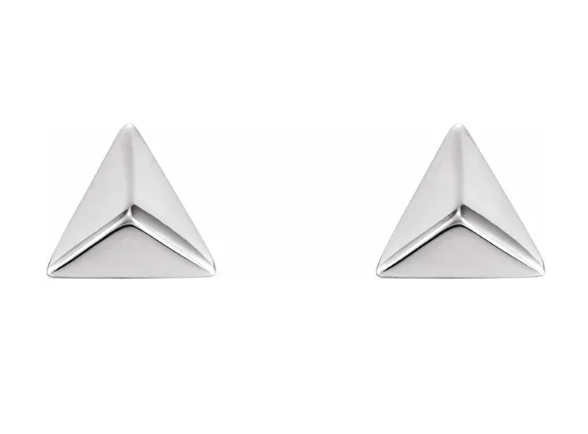 14K Gold Pyramid Stud Earrings