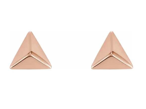 14K Gold Pyramid Stud Earrings
