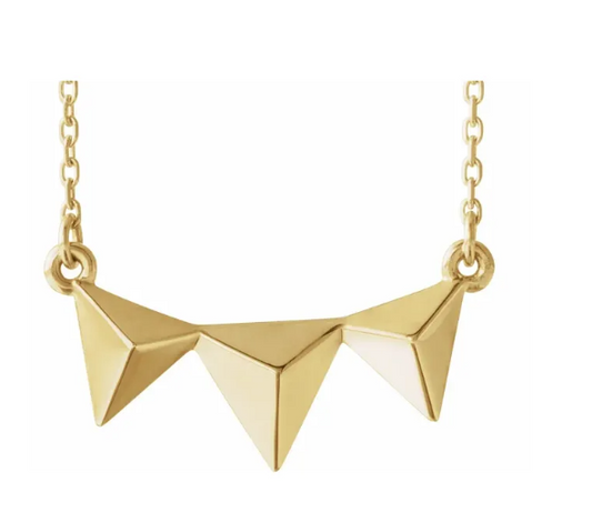 14K Gold Pyramid Pendant Necklace