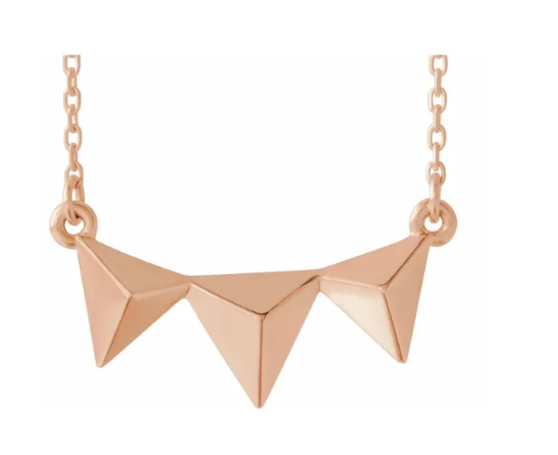 14K Gold Pyramid Pendant Necklace
