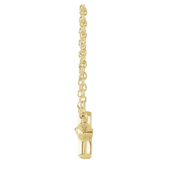 14K Gold Sideways Cross Pendant Necklace