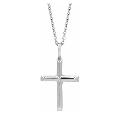 14K Gold Knife Edge Cross Pendant Necklace