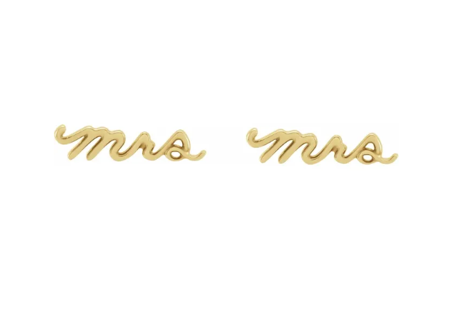 14K Gold Mrs Stud Earrings