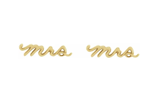 14K Gold Mrs Stud Earrings