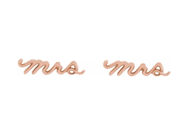 14K Gold Mrs Stud Earrings