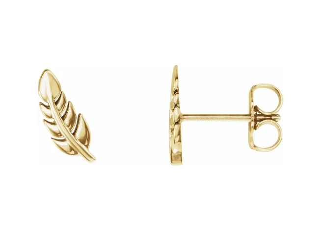 14K Gold Leaf Stud Earrings