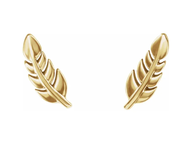 14K Gold Leaf Stud Earrings