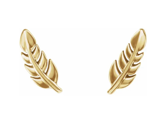 14K Gold Leaf Stud Earrings