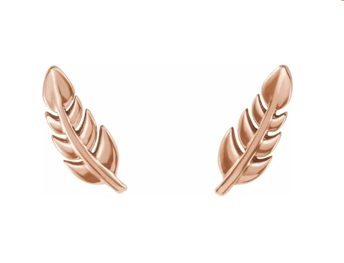 14K Gold Leaf Stud Earrings