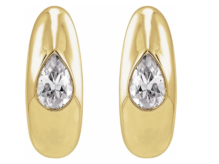 14K Gold 1/3 CTW Pear Shape Lab Grown Diamond 11.3 mm Hinged Hoop Earrings