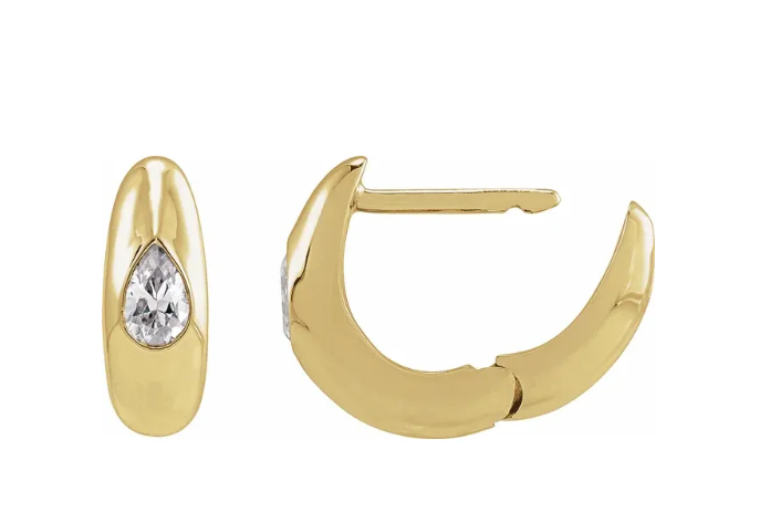 14K Gold 1/3 CTW Pear Shape Lab Grown Diamond 11.3 mm Hinged Hoop Earrings