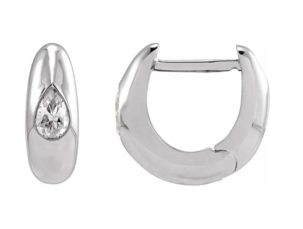 14K Gold 1/3 CTW Pear Shape Lab Grown Diamond 11.3 mm Hinged Hoop Earrings
