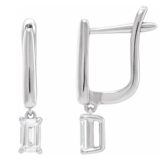 14K Gold 3/4 CTW Emerald Lab Grown Diamond Lever Back Earrings