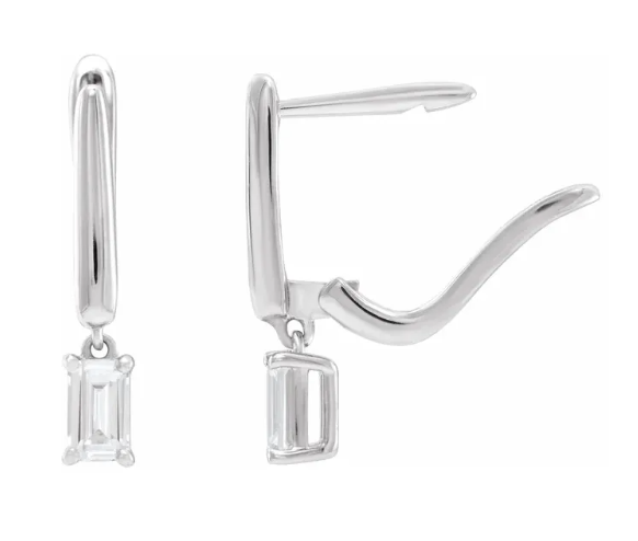 14K Gold 3/4 CTW Emerald Lab Grown Diamond Lever Back Earrings