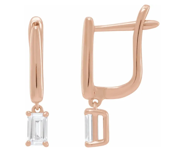 14K Gold 3/4 CTW Emerald Lab Grown Diamond Lever Back Earrings
