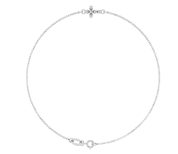 14K Gold Beaded Cross Charm Bracelet