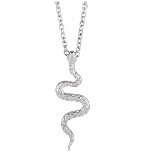 14K Gold Snake Charm Pendant Necklace