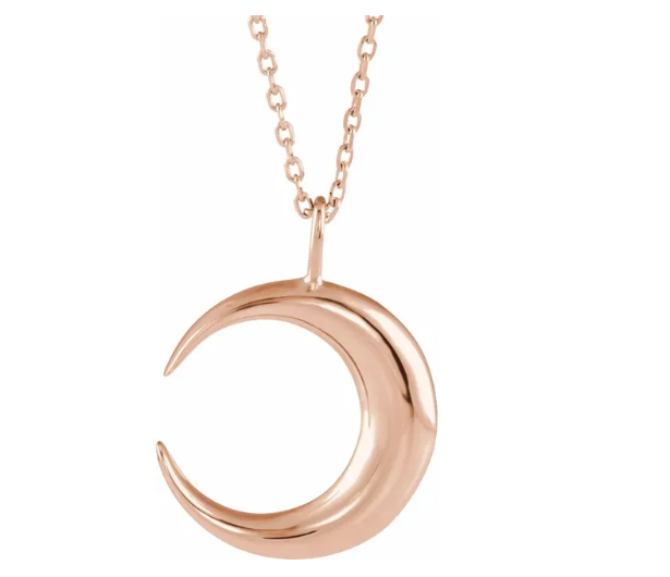 14K Gold Crecent Moon Pendant Necklace
