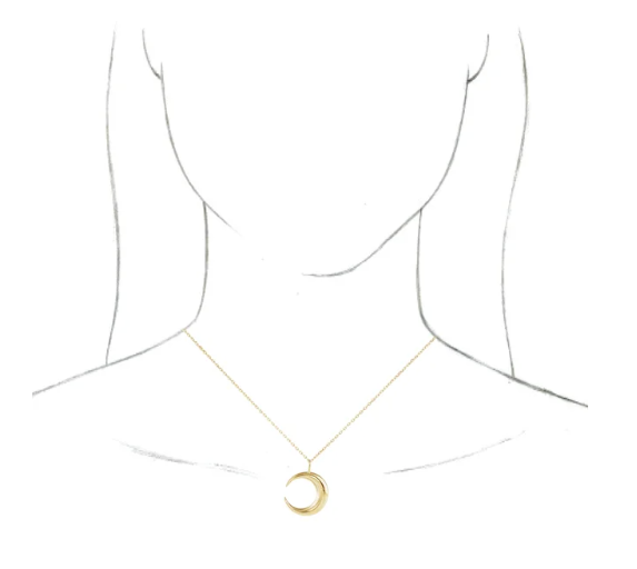 14K Gold Crecent Moon Pendant Necklace