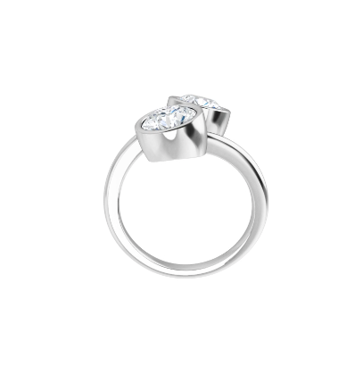 14K Gold Toi et Moi Bezel Set Round Brilliant Lab Diamond Ring